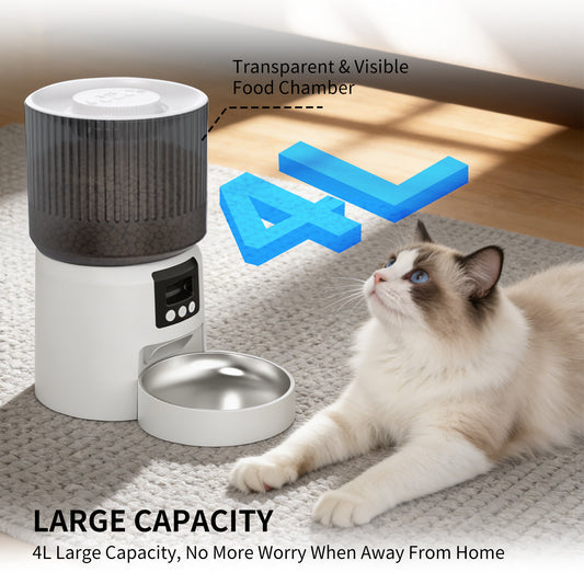 WiFi Automatic Cat Feeder with Camera, App Remote Feeding for Travel