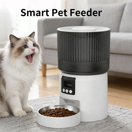 WiFi Automatic Cat Feeder with Camera, App Remote Feeding for Travel