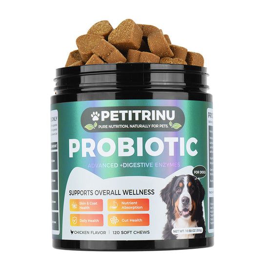 Petitrinu Dog Probiotic Soft Chews | Chicken Flavor Daily Wellness Support, 120ct