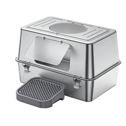 Extra Large Stainless Steel Cat Litter Box for Indoor Cats