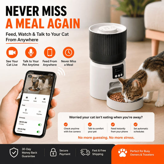 Smart Cat Feeder with Camera & App Control – Feed Your Pet Anytime, Anywhere