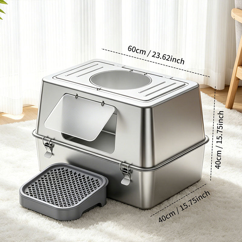 Extra Large Stainless Steel Cat Litter Box for Indoor Cats
