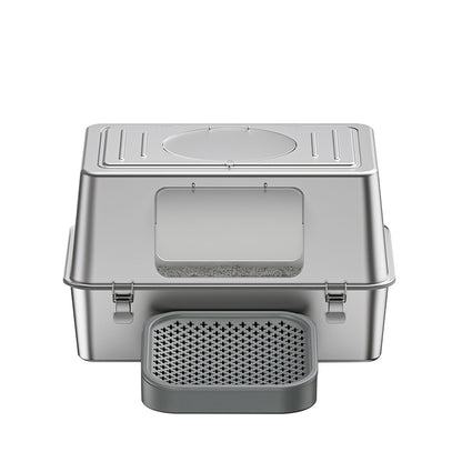 Extra Large Stainless Steel Cat Litter Box for Indoor Cats
